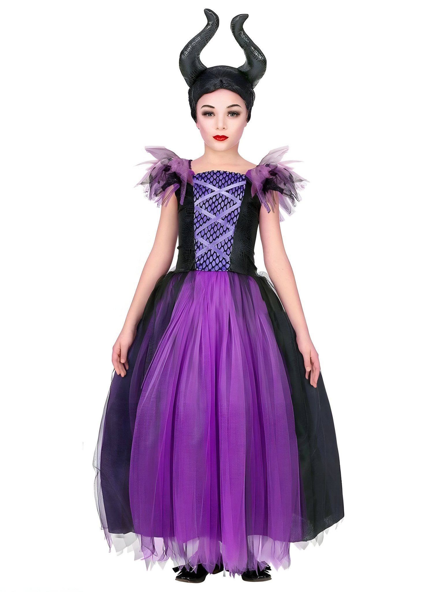 Metamorph Hexen-Kostüm Malvina Hexen Kostüm für Kinder, Klassisches Kinder-Hexenkleid mit spitzem Hexenhut