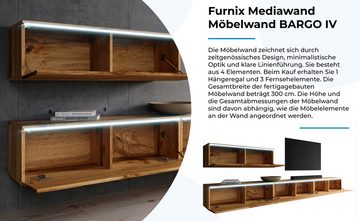 Furnix Wohnwand BARGO IV 400 cm (4x100cm) Schrankwand ohne LED weiß, moderne minimalistische Optik, Push-to-Open