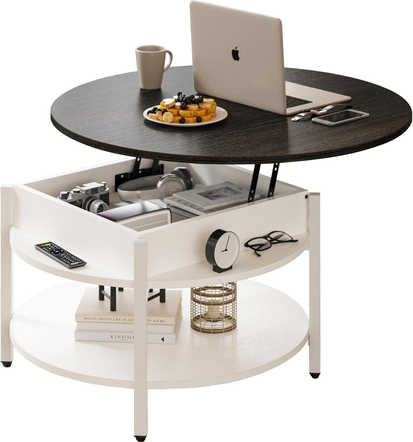 FABATO Couchtisch Höhenverstellbarer Runder Kaffeetisch mit günstig online kaufen