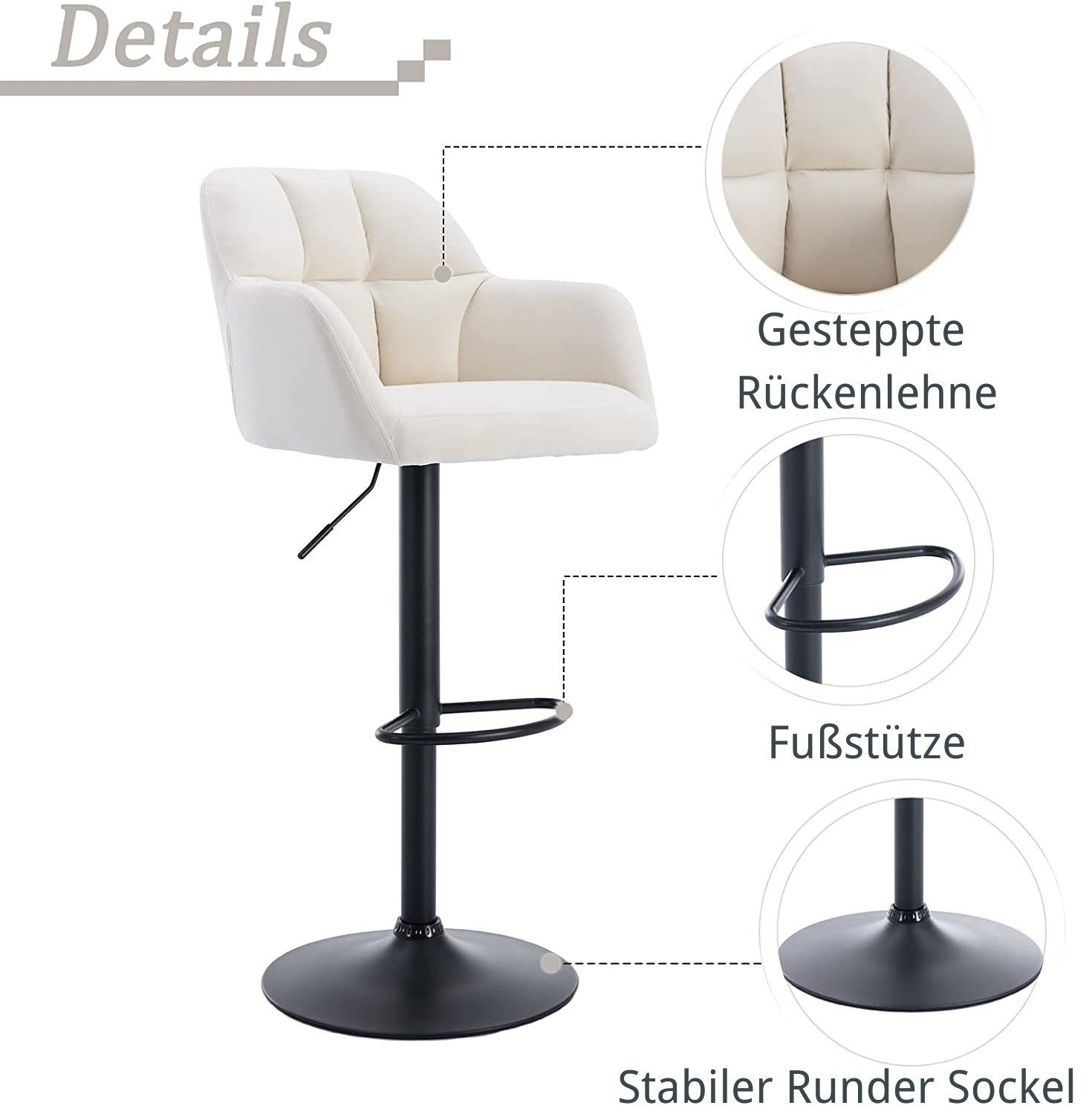 WAHSON OFFICE CHAIRS Barhocker 2er Barstuhl Samtstoff Thekenhocker