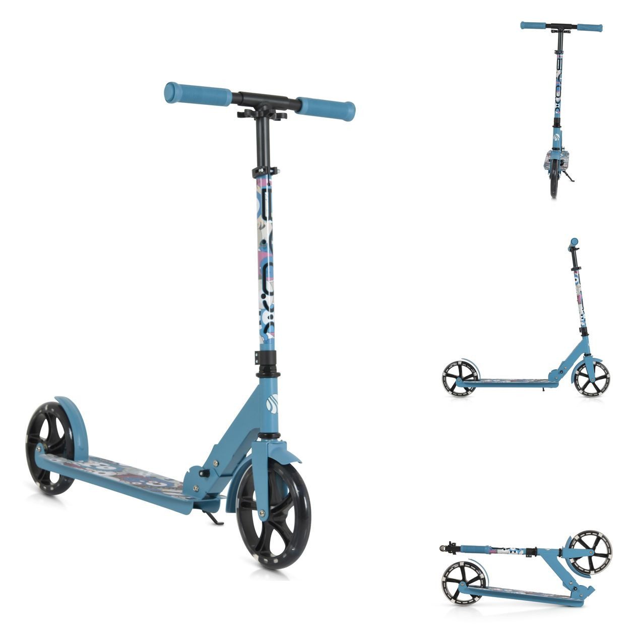 Byox Cityroller Monster, PU-Leuchträder, ABEC-7, Seitenständer, klappbar, 100 kg, ab 6 Jahre