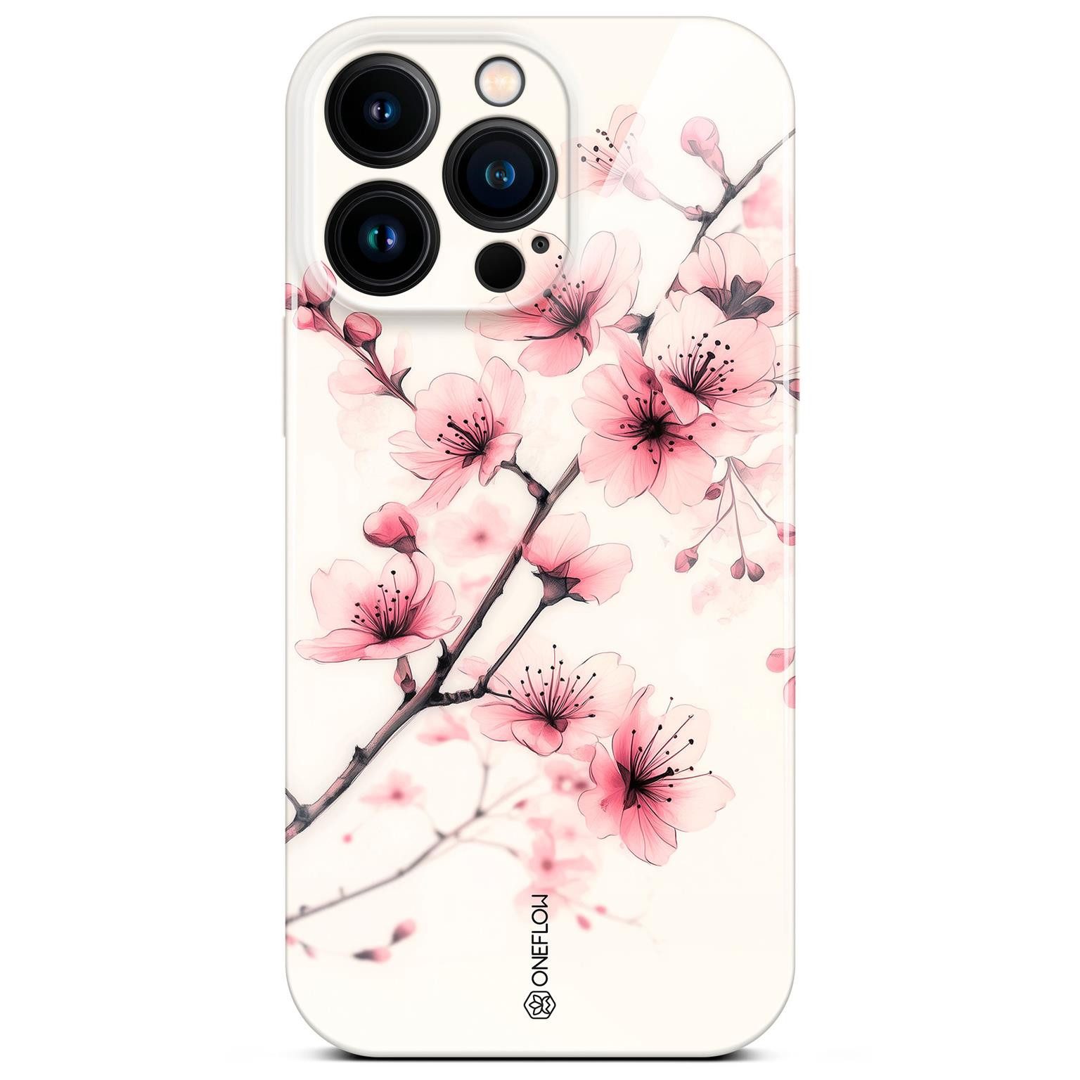 Handyhülle für iPhone 14 Pro Max Hülle dünn Flower Cover Rosa Weiß