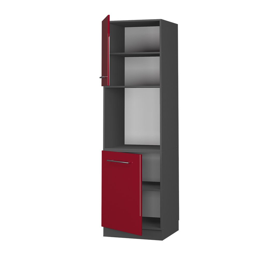 Vicco Herdumbauschrank Fame-Line, Bordeaux Hochglanz/Anthrazit, 60 cm offen (1-St) – Bild 5 von 5