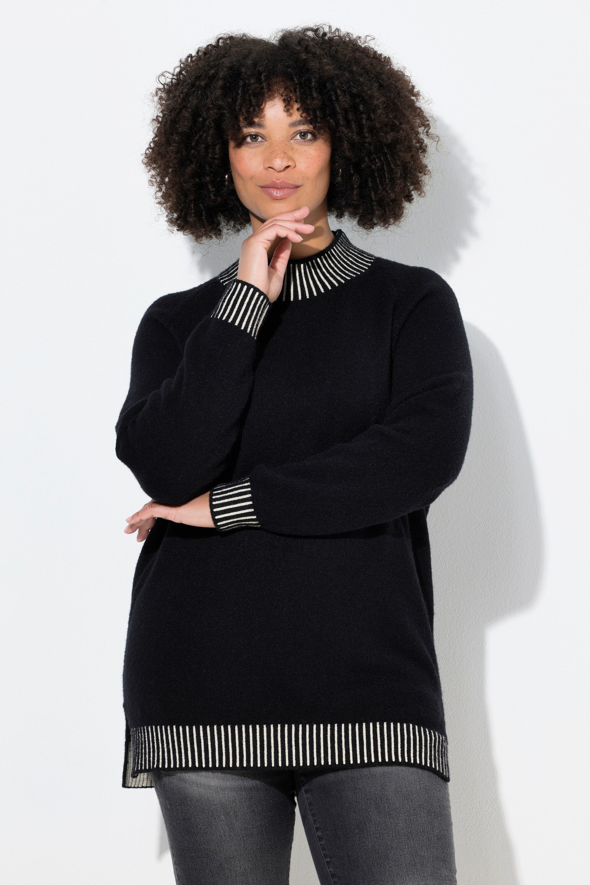 Angel of Style Strickpullover Pullover Straight Fit Stehkragen mit Streifen günstig online kaufen