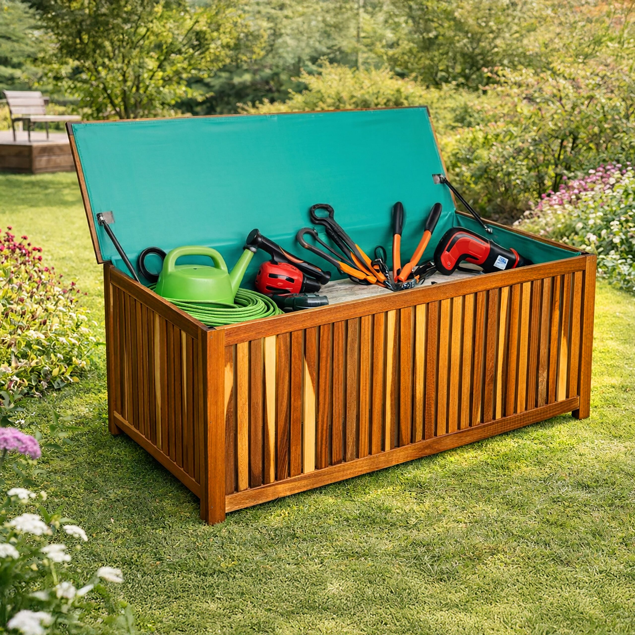 relaxdays Gartenbox Akazienholz, L
