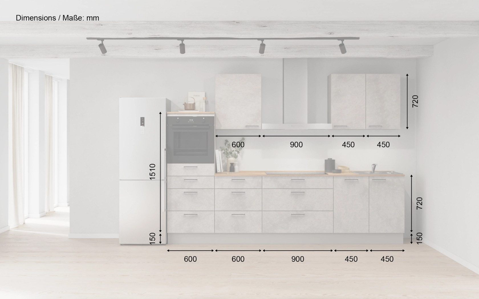 nobilia® Küchenzeile Salev, individuell anpassbar, gratis Küchenplanung mit Profis, (Breite 300 cm), vormontiert, wahlw. mit E-Geräten, inkl. Lieferung