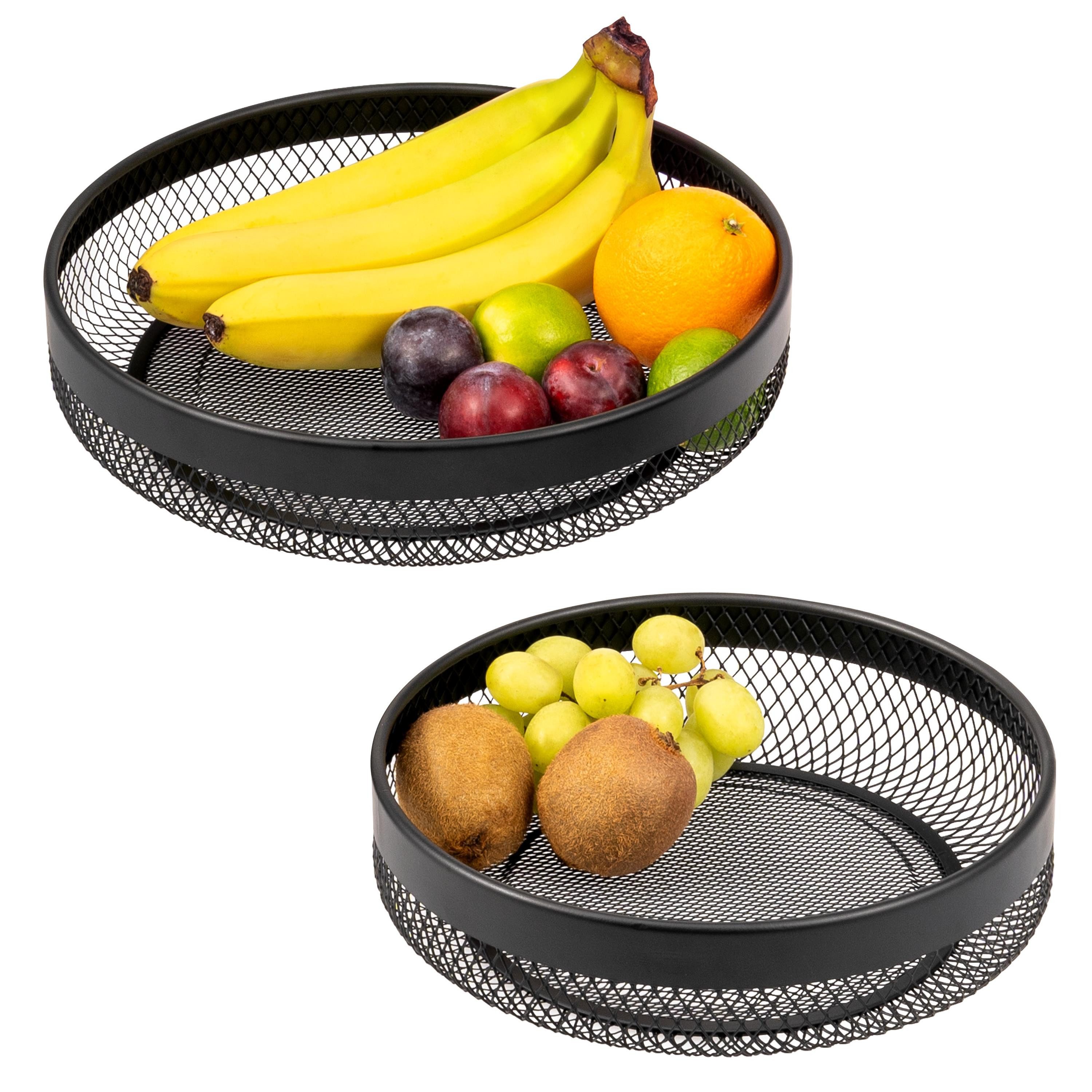 eluno Obstschale Brotkorb 2er Set, rund, aus schwarzem Metall, Metall, (2-tlg), verschiedene Größen