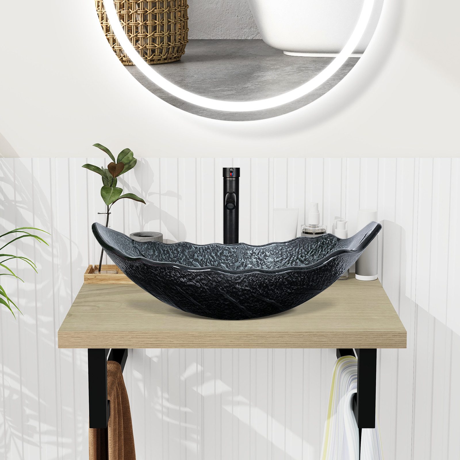 Puluomis Badmöbel-Set Badezimmerschrank Waschbeckenunterschrank Set, Wascht günstig online kaufen