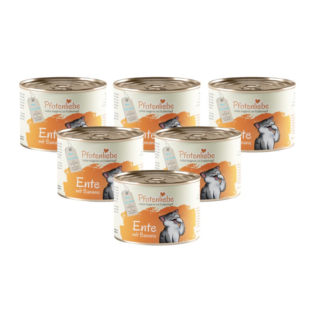 Pfotenliebe Bio-Ente mit Banane - getreidefrei 6x100g, Nassfutter für: Katzen