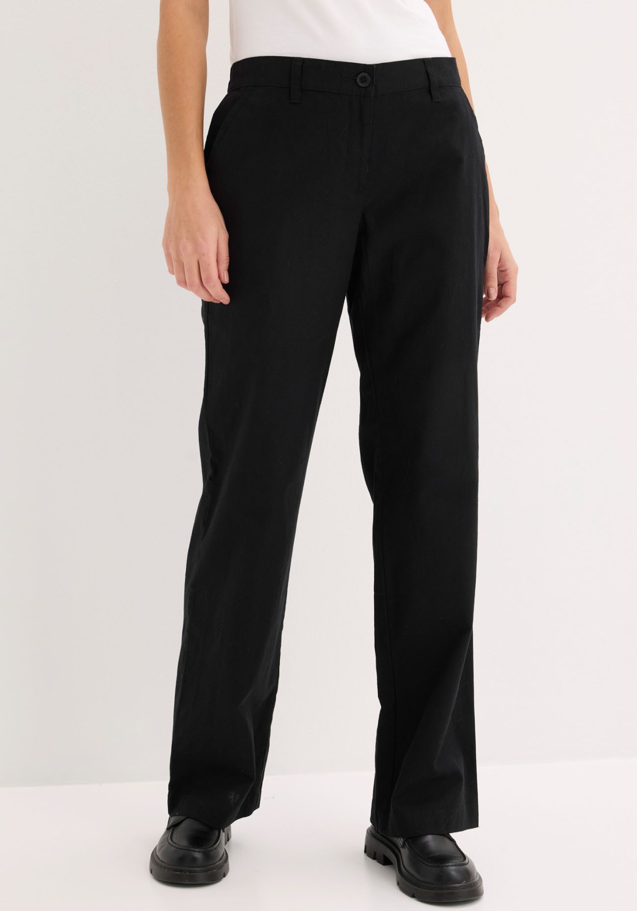 bonprix Leinenhose aus Leinen-Baumwoll-Mix, Loose Fit, komfortable Leibhöhe