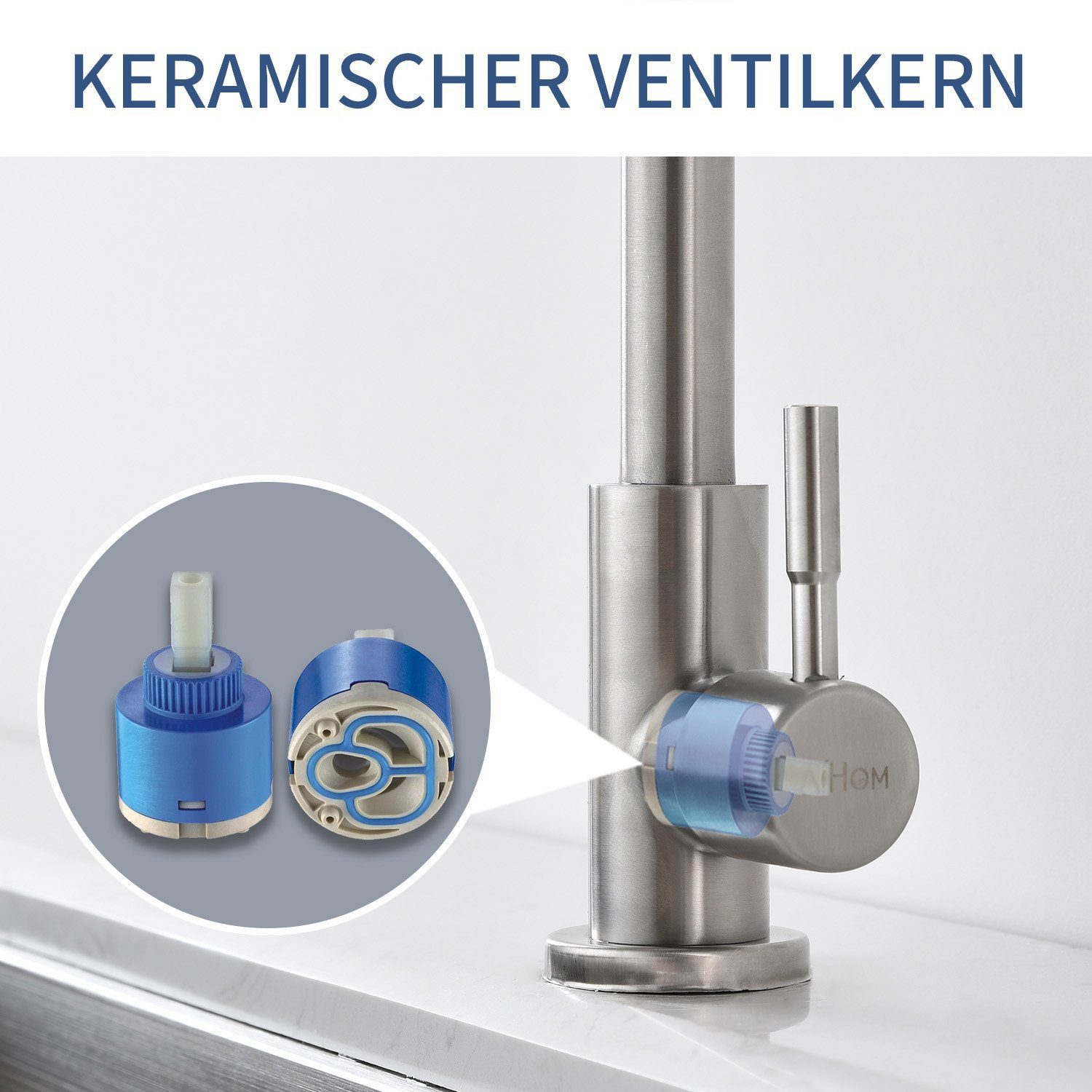 HOMELIVE Küchenarmatur Kaltwasserhahn 360° Schwenkbar Wasserhahn Küche nur Kaltwasser (2 strahlarten Kaltarmaturen Wasserhahn Kalt) mit flexiblem Hals aus 304 Edelstahl, Matt