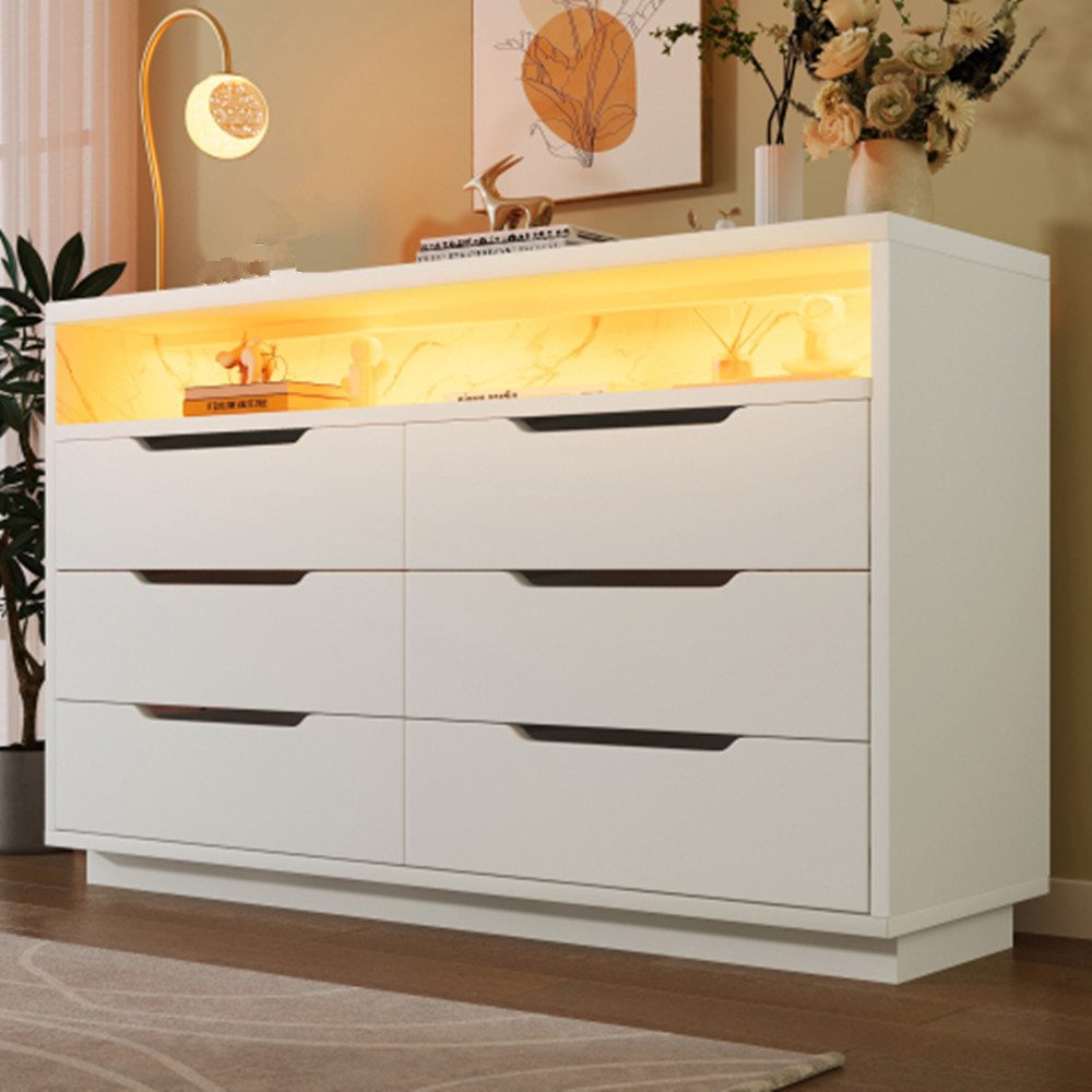 XDeer Sideboard Sideboard Kommode mit LED-Beleuchtung und 6 Schubladen, Sta günstig online kaufen