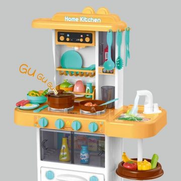 Coemo Spielküche Kunststoff, Kinderküche "Paula gelb" Herd mit Licht, Sound 38 tlg. Zubehör