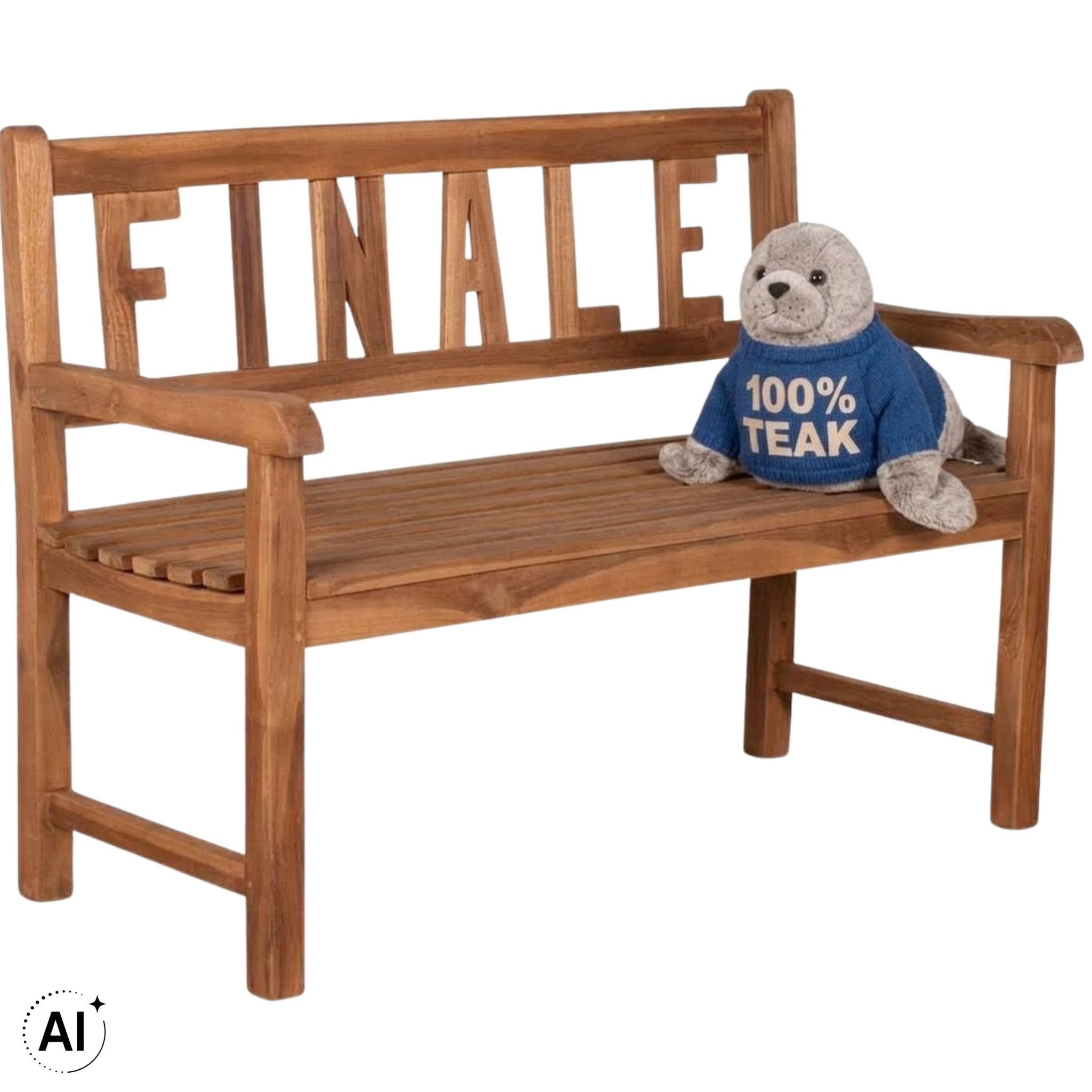 MR.DEKO Gartenbank Sitzbank Parkbank wetterfest Balkon Finale Teak 120 cm Gartensitzbank (2-Sitzer Bank, zerlegt geliefert, ideal für Terrasse, 1-St), Massive Sitzbank Garten und Balkon, 250 kg belastbar