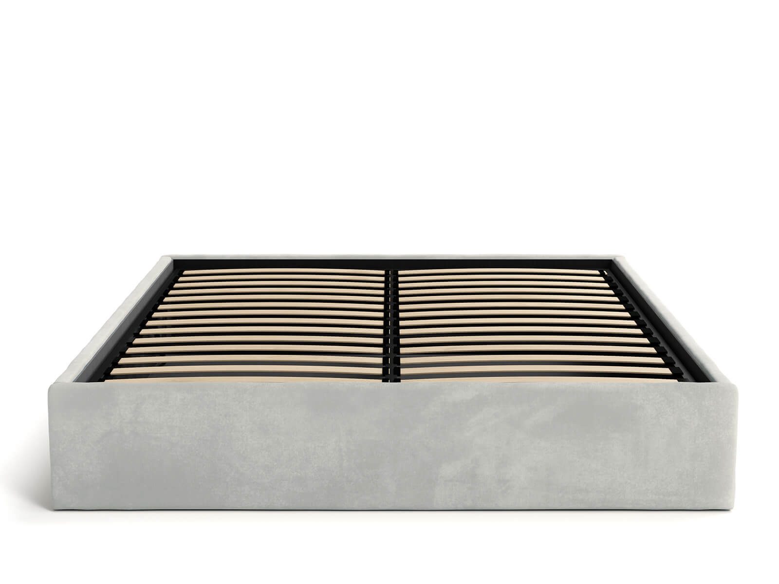 Home Collective Polsterbett Bett Doppelbett Bettgestell mit Lattenrost & Stauraum, platzsparend ohne Kopfteil, weiche Samtpolsterung, 140x200 cm grau – Bild 2 von 5