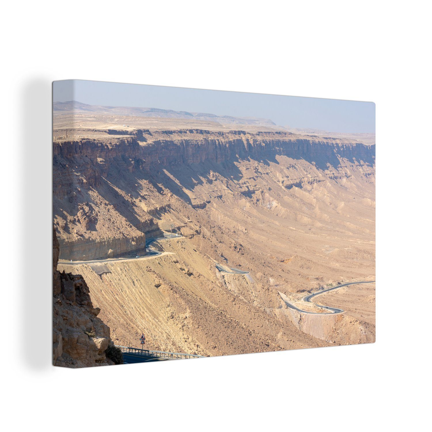 OneMillionCanvasses® Leinwandbild Bergwand im Makhtesh Ramon in Israel, (1 St), Wandbild Leinwandbilder, Aufhängefertig, Wanddeko, 30x20 cm | Leinwandbilder