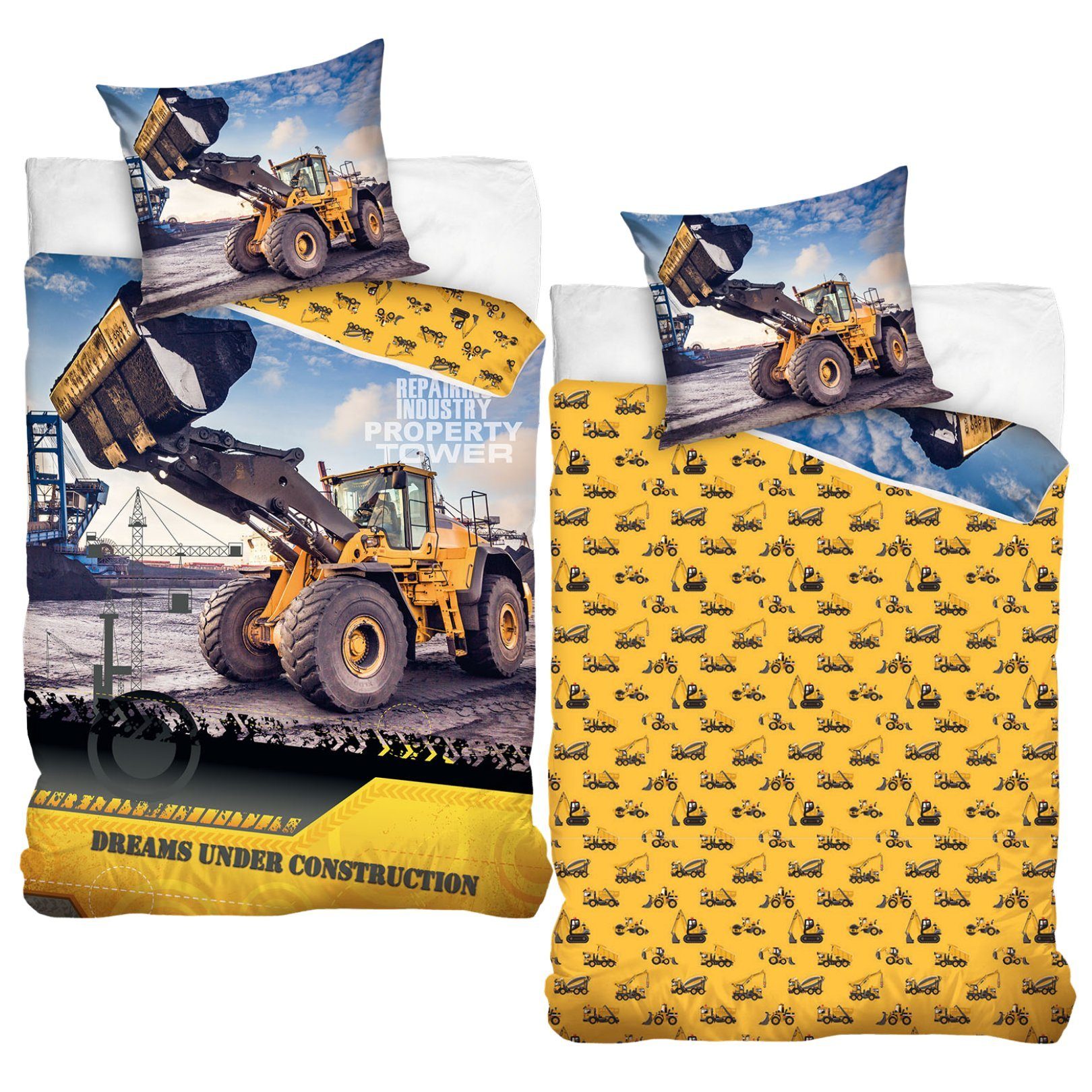 MTOnlinehandel Bettwäsche Bagger 135x200 + 80x80 cm, 100 % Baumwolle, Renfo günstig online kaufen