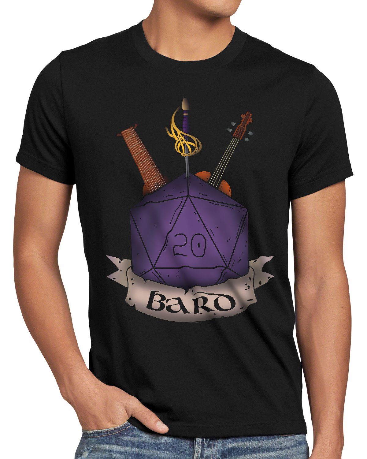 Bard tabletop dragons T-Shirt Print-Shirt dungeon d20 Herren style3 Würfel