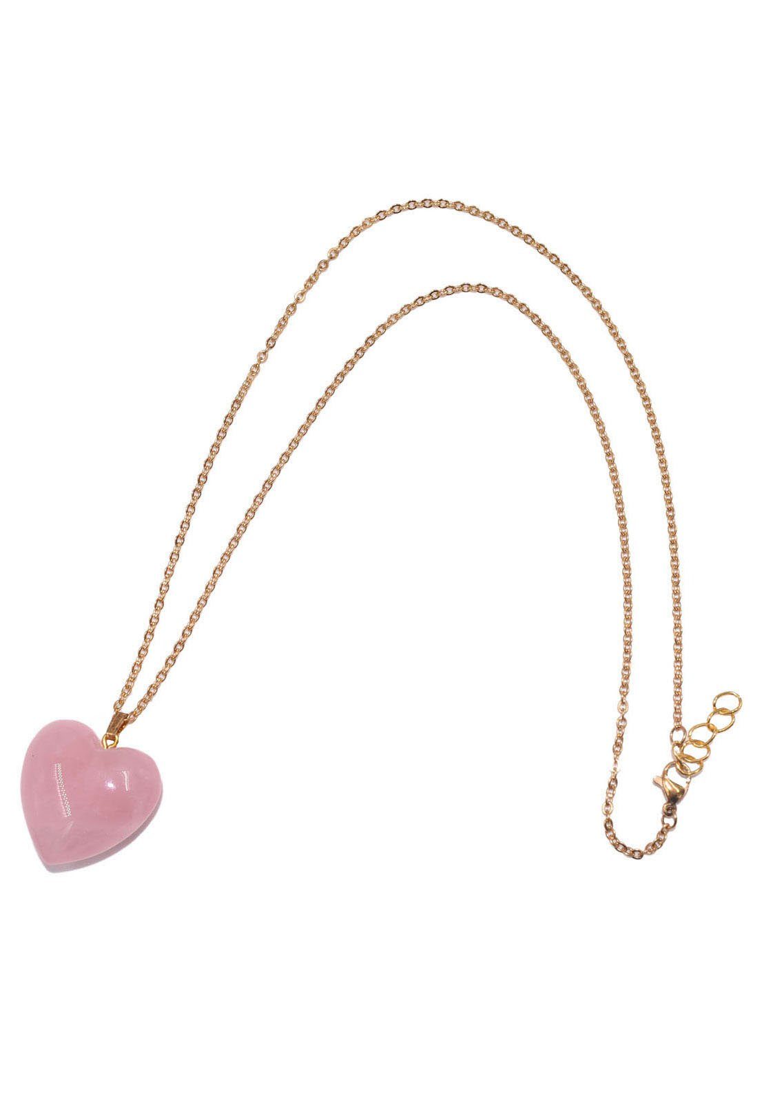 Firetti Kette mit Anhänger Halskette Schmuck Geschenk Herz "LIEBE", Made in Germany - mit Rosenquarz – Bild 2 von 3