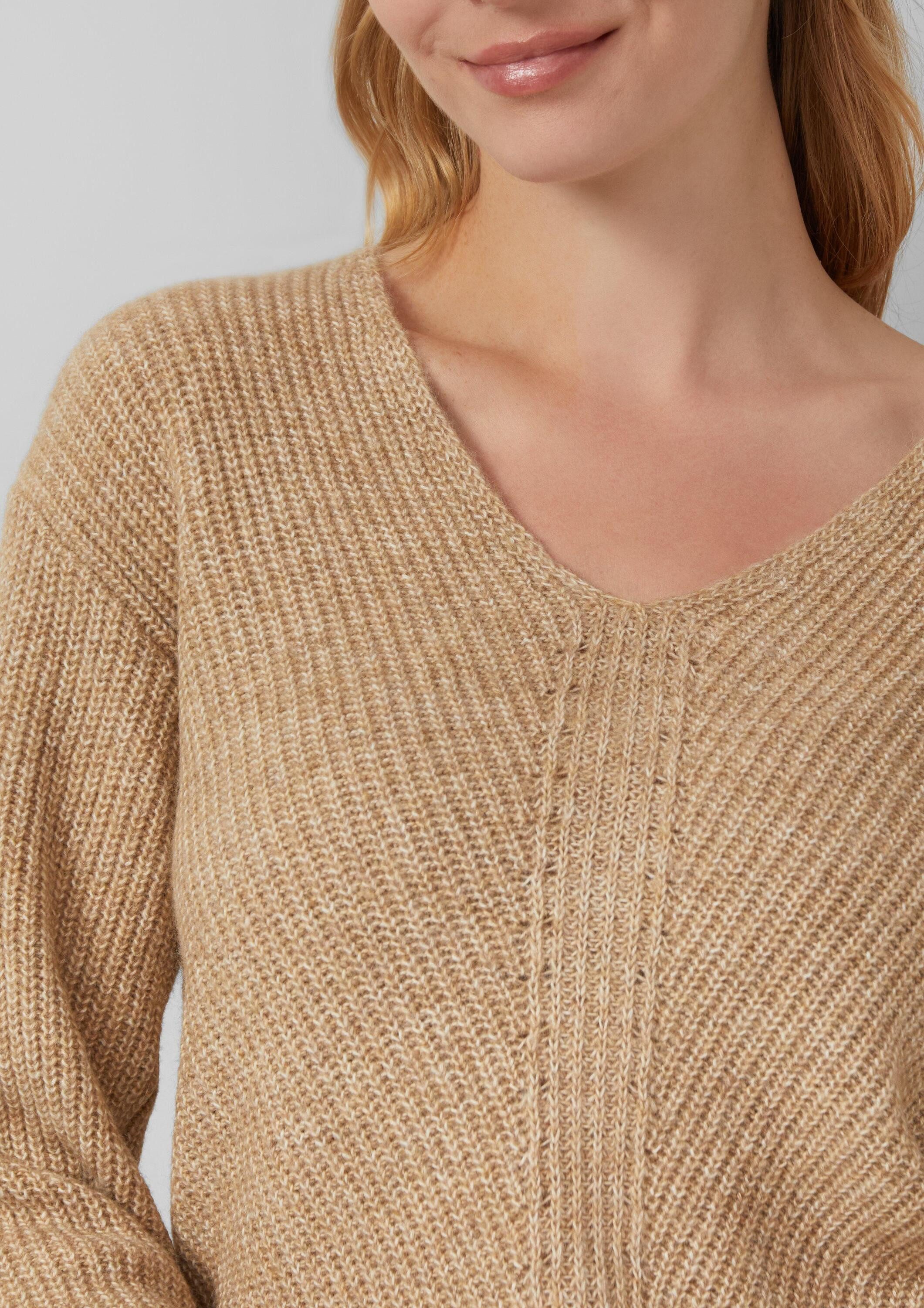 s.Oliver Longpullover Strickpullover Weicher Strickpullover im Relaxed Fit mit V-Ausschnitt