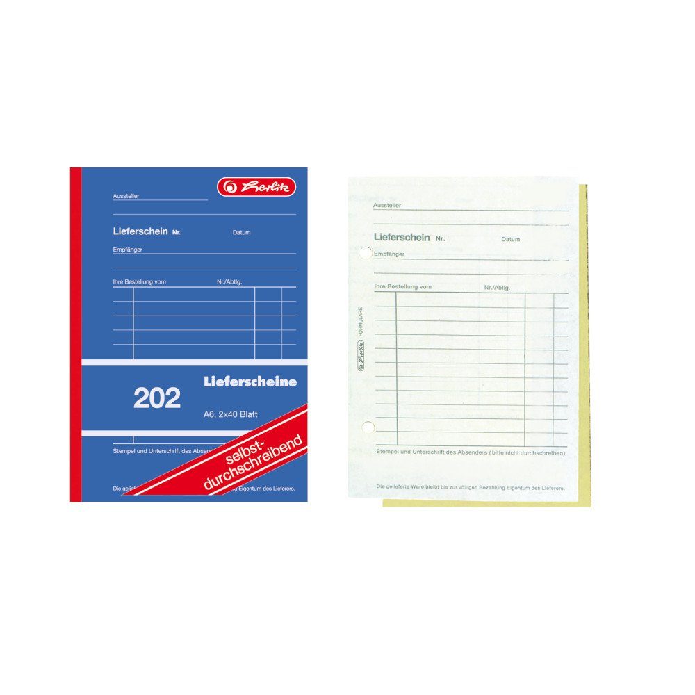 Geschäftspapier Herlitz Lieferscheinbuch 202 / A6 / 2x 40 Blatt / selbstdurchschreiben