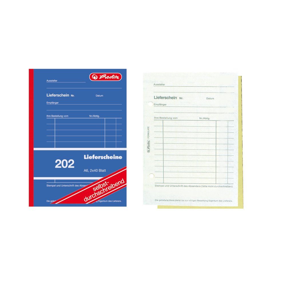 Herlitz Geschäftspapier 5x Herlitz Lieferscheinbuch 202 / A6 / 2x 40 Blatt / selbstdurchschrei