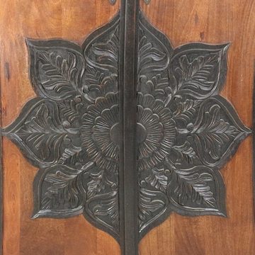 Oriental Galerie Mehrzweckschrank Braun Schwarzer Schrank Jaspal Indien 190 cm Wohnzimmerschrank Antik, Massivholz, mit Stahlgestell