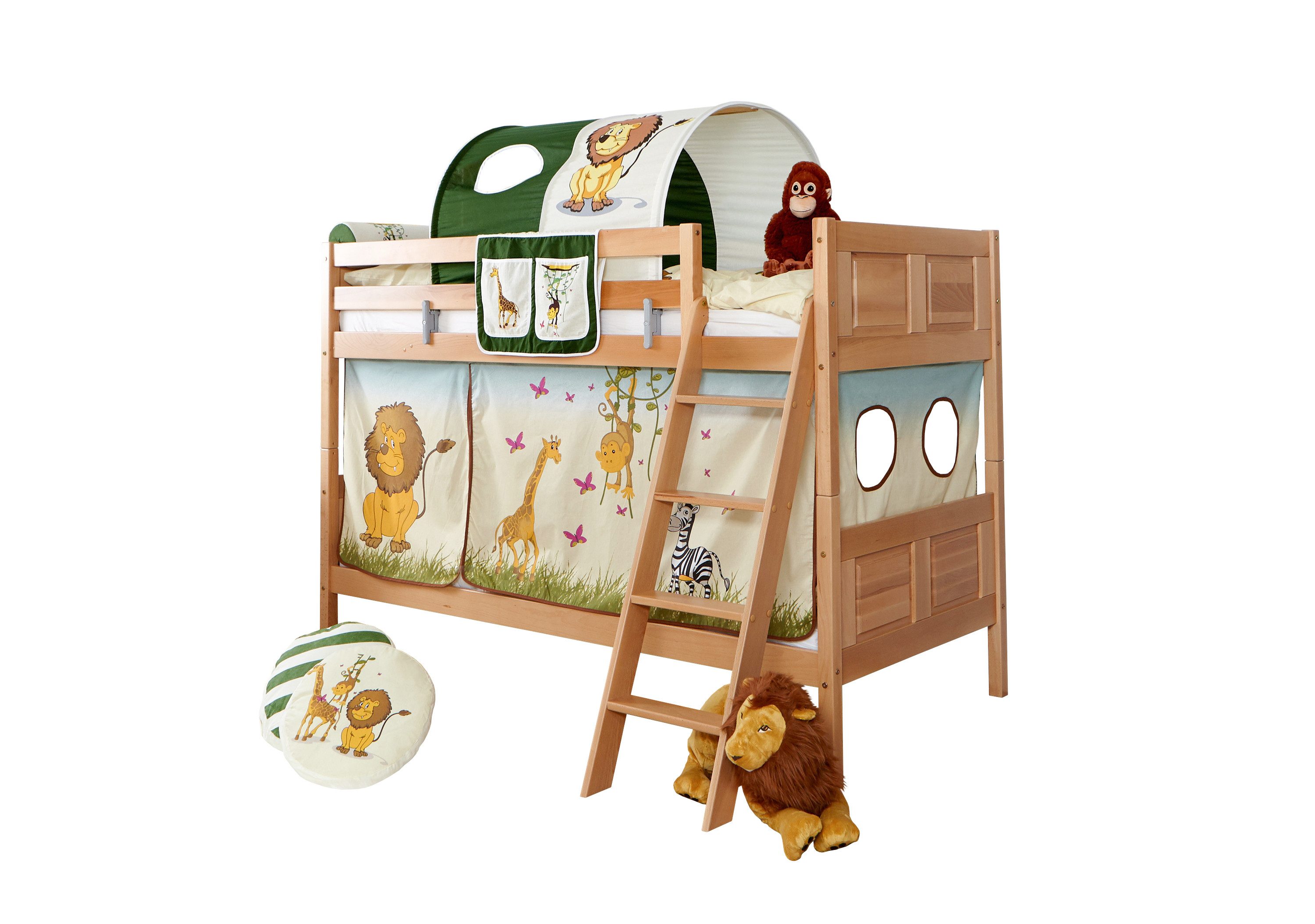 Ticaa Etagenbett Etagenbett "Erni" Country Buche Natur