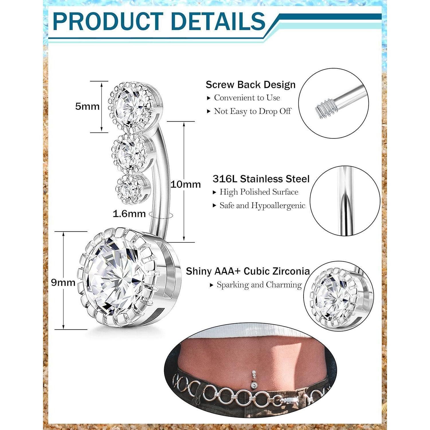 YADOCA Bauchnabelpiercing 10Pcs 14G Bauchnabelpiercing Damen Chirurgenstahl günstig online kaufen