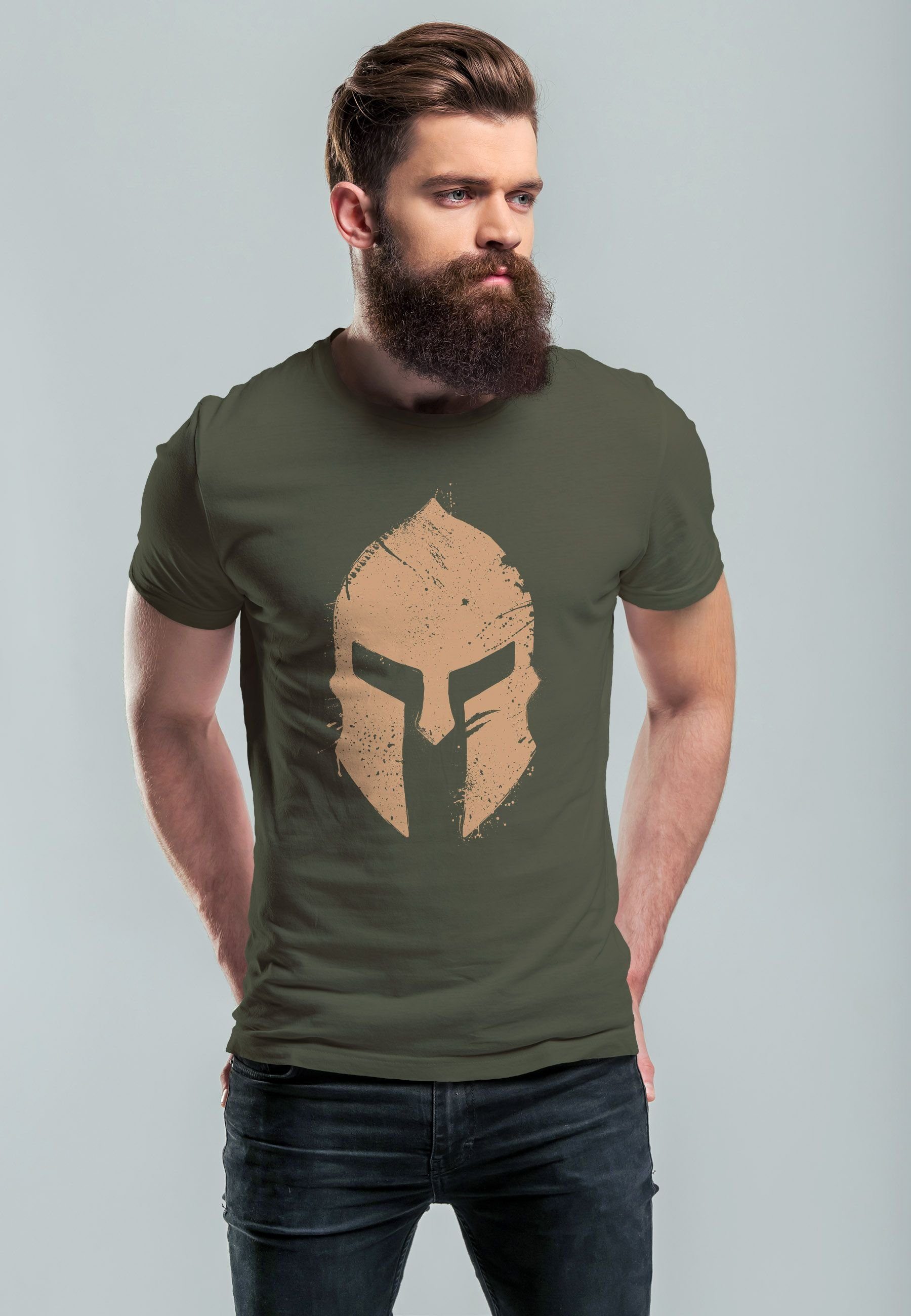 Neverless Print-Shirt Herren T-Shirt Print Sparta-Helm günstig online kaufen