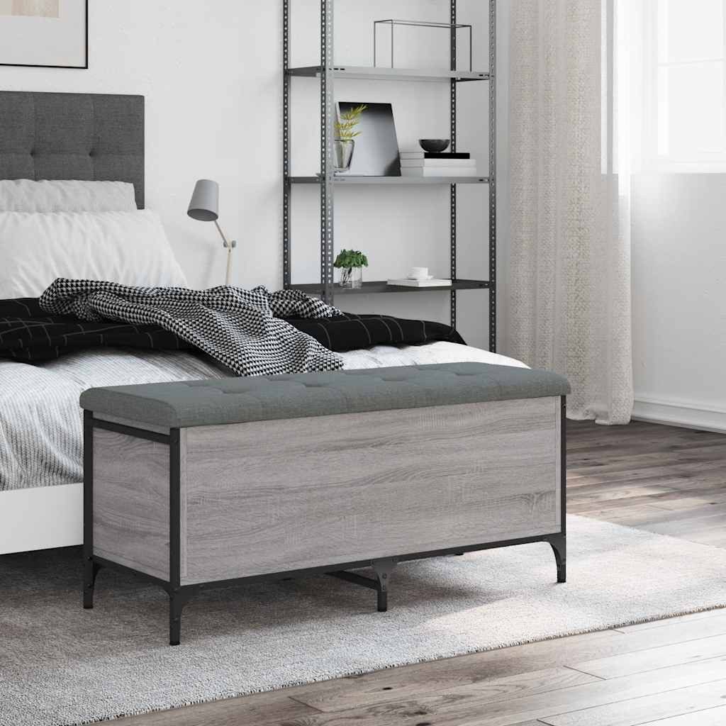 vidaXL Sitzbank Sitzbank mit Stauraum Grau Sonoma 102x42x45 cm Holzwerkstoff