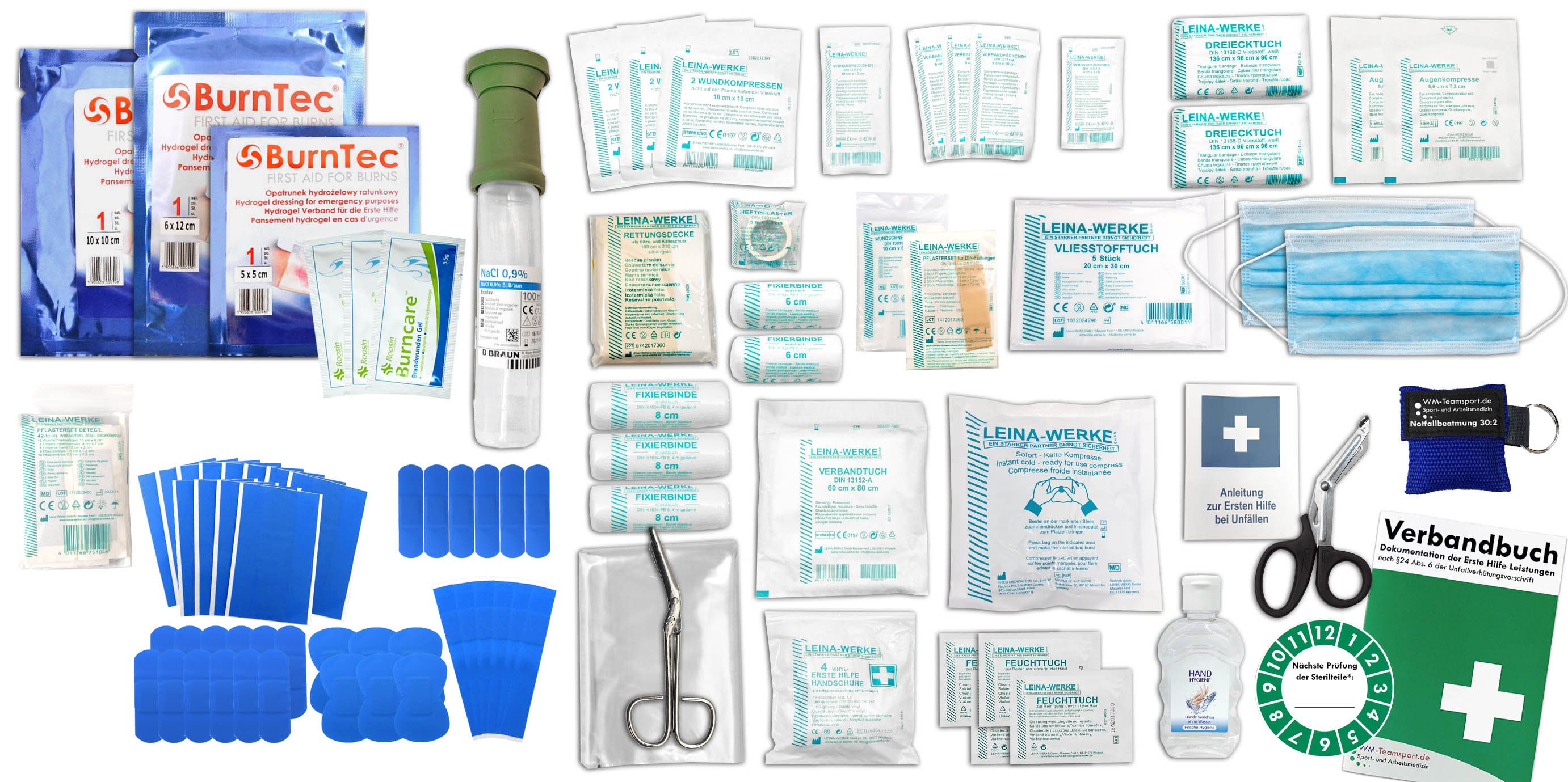 WM-Teamsport Erste-Hilfe-Set SET GASTRO DIN/EN 13157 PLUS 2 mit Beatmungshilfe + Hygiene-Gel