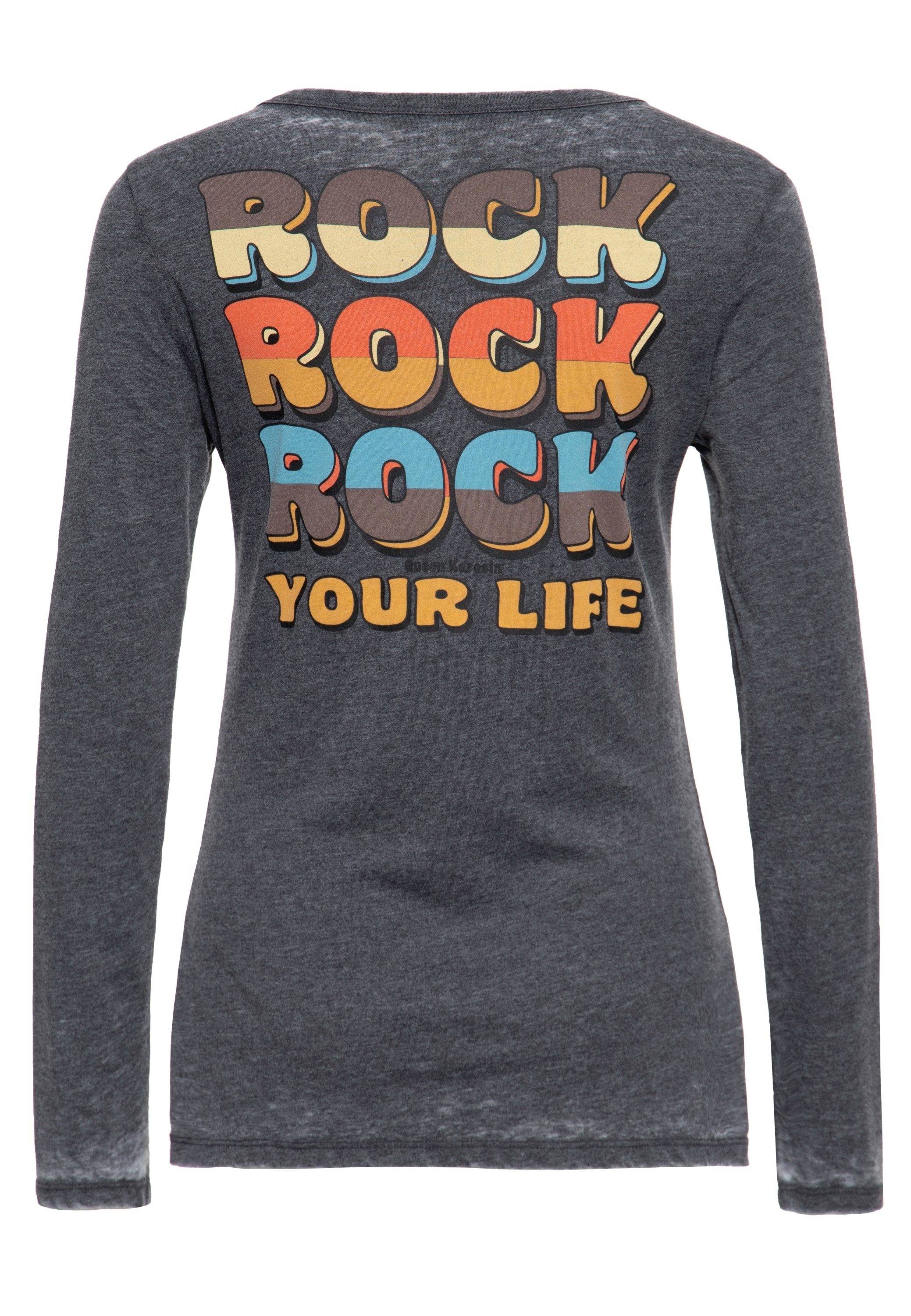 QueenKerosin Langarmshirt Rock Your Life (1-tlg) mit Back Print günstig online kaufen