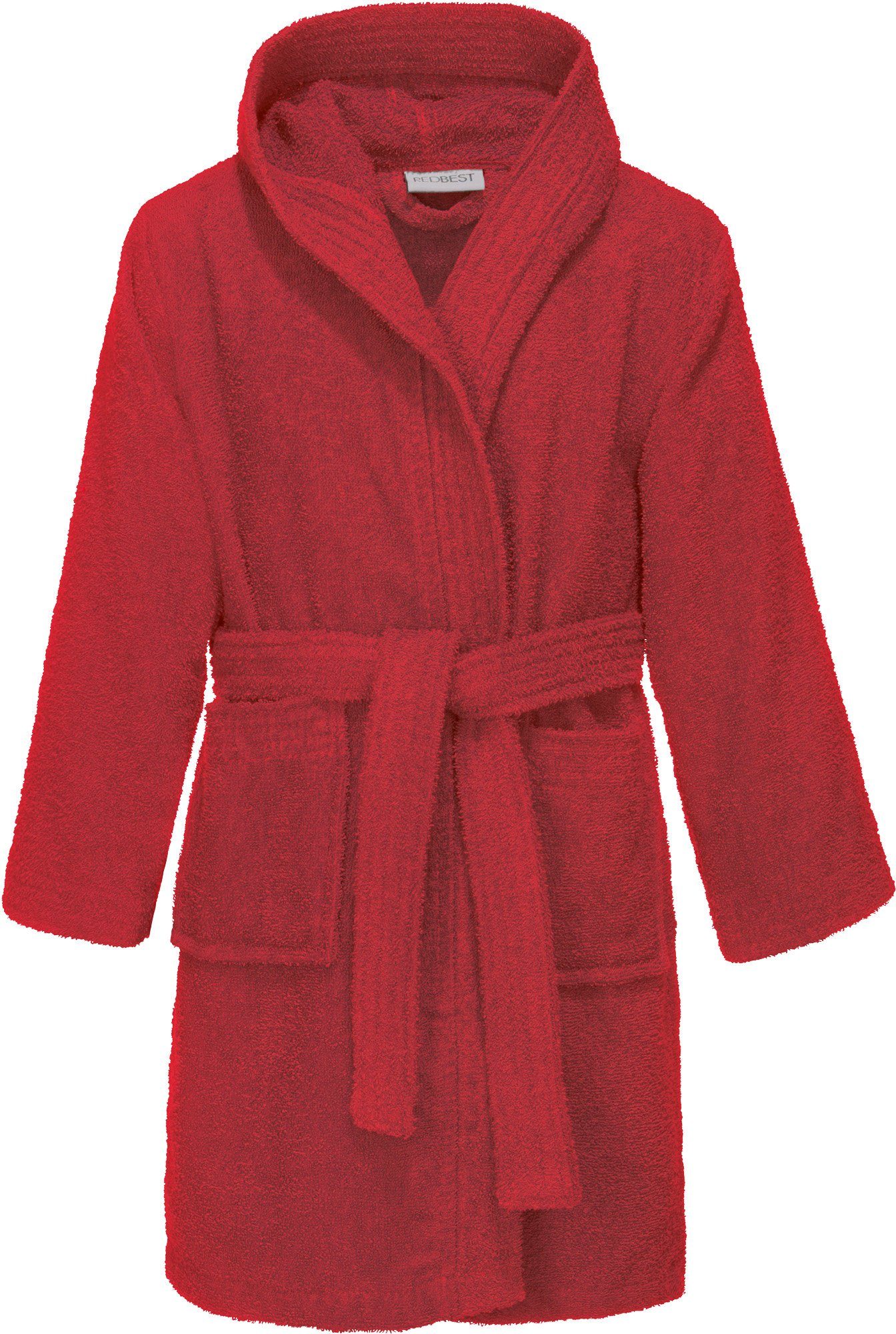 REDBEST Kinderbademantel Kinder-Bademantel "Chicago" mit Kapuze, Rückenlänge: 63 cm, Frottier, mit Kapuze/mit Aufsatztasche:, default, Walk-Frottier Uni