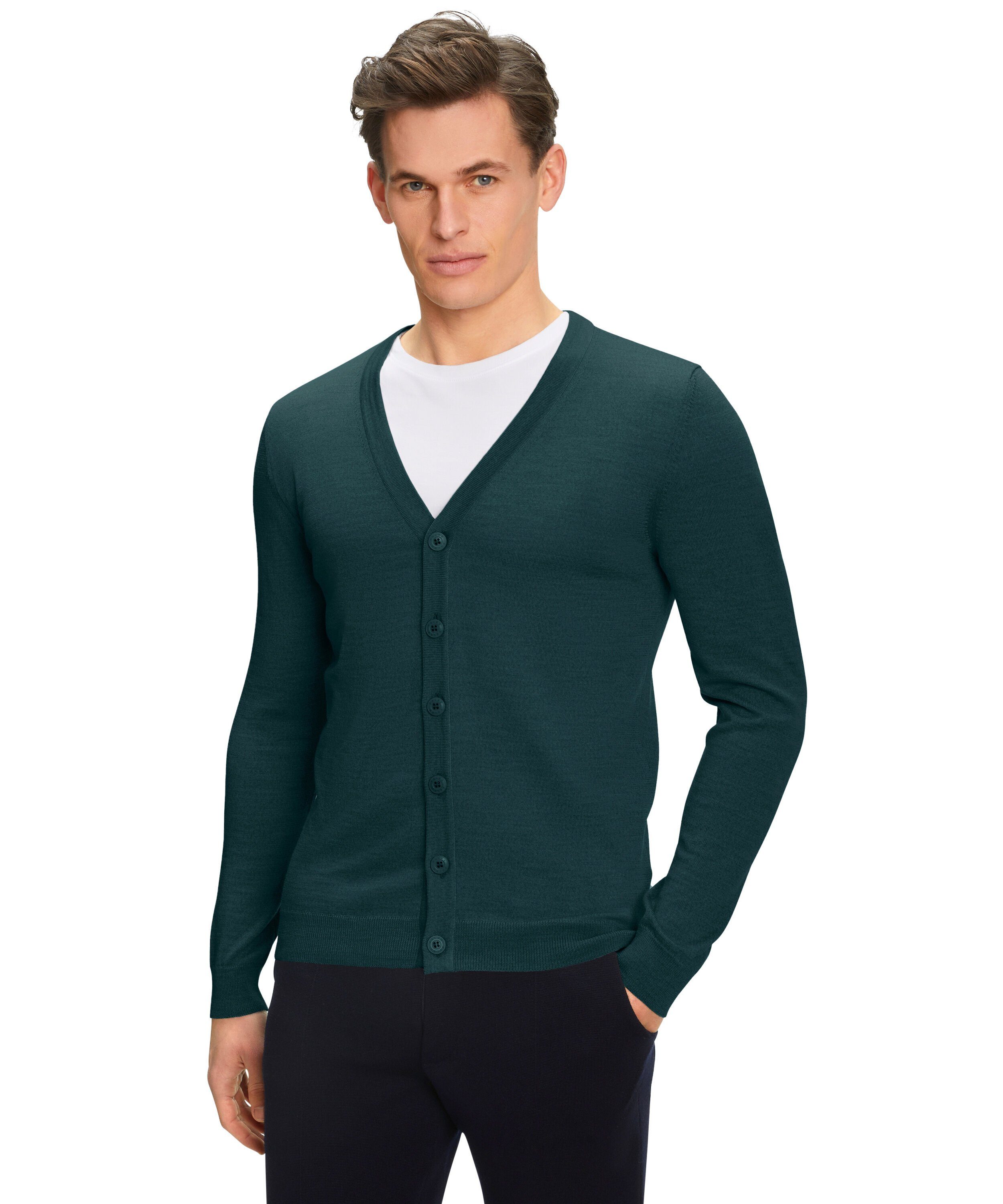 peacock Merinowolle Strickjacke aus reiner, FALKE (7373) extrafeiner