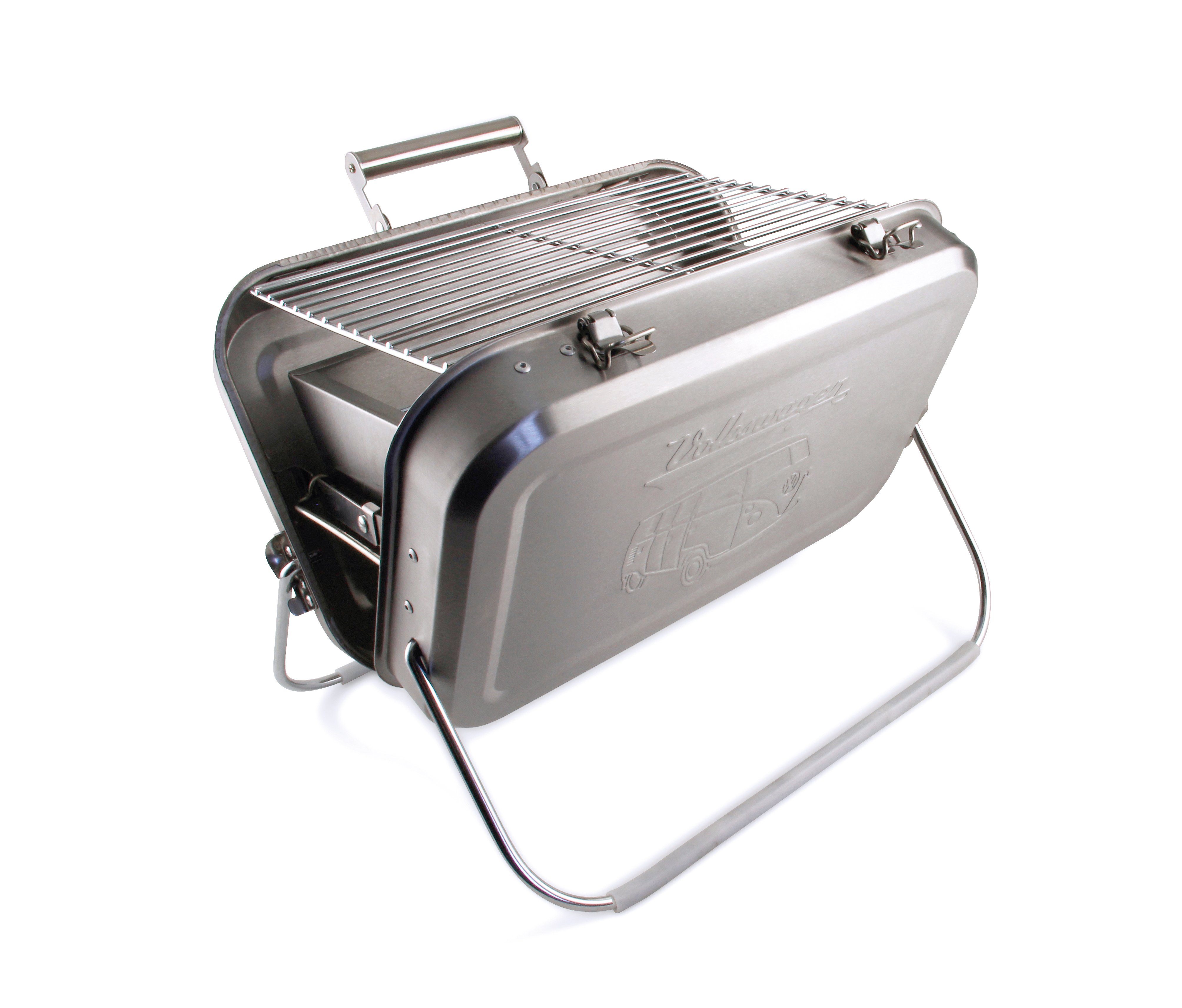 Holzkohlegrill Portabler Minigrill mit VW T1 Bulli Motiv