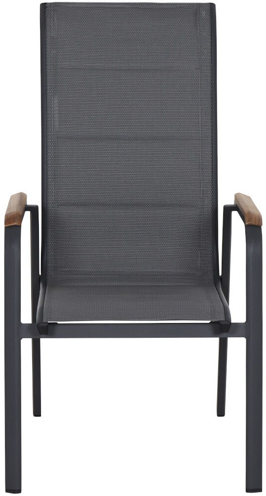 Siena Garden Gartensessel Tesoro HighBack Stapelsessel 2er-Set (Set, 2-St), Alu, Textil, Teak FSC 100 %