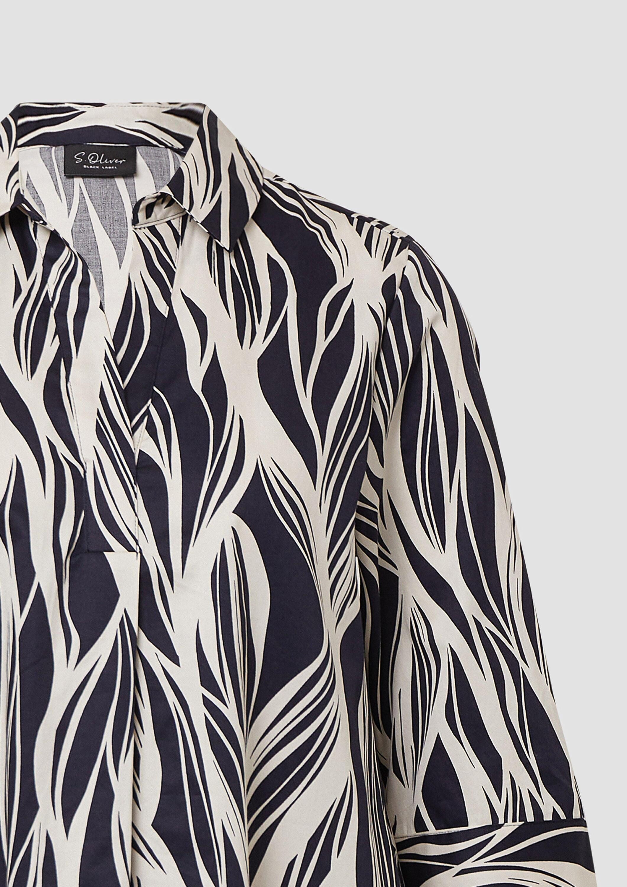 s.Oliver Minikleid Kleid Kurzes Popeline-Kleid mit Print und Knopfleiste