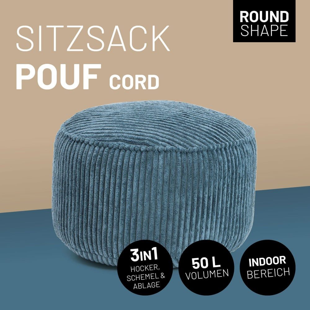 Lumaland Pouf Sitzhocker Cord Ablage kompakt günstig online kaufen
