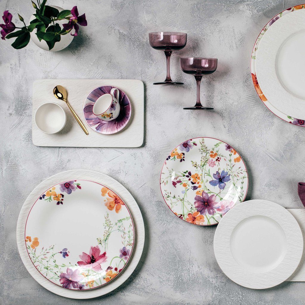 Villeroy & Boch Geschirr-Set Mariefleur Basic Starter-Set 8-teilig (8-tlg), 2 Personen, Porzellan, Premium Porcelain, mikrow.- & spülm.sicher, Made in Germany