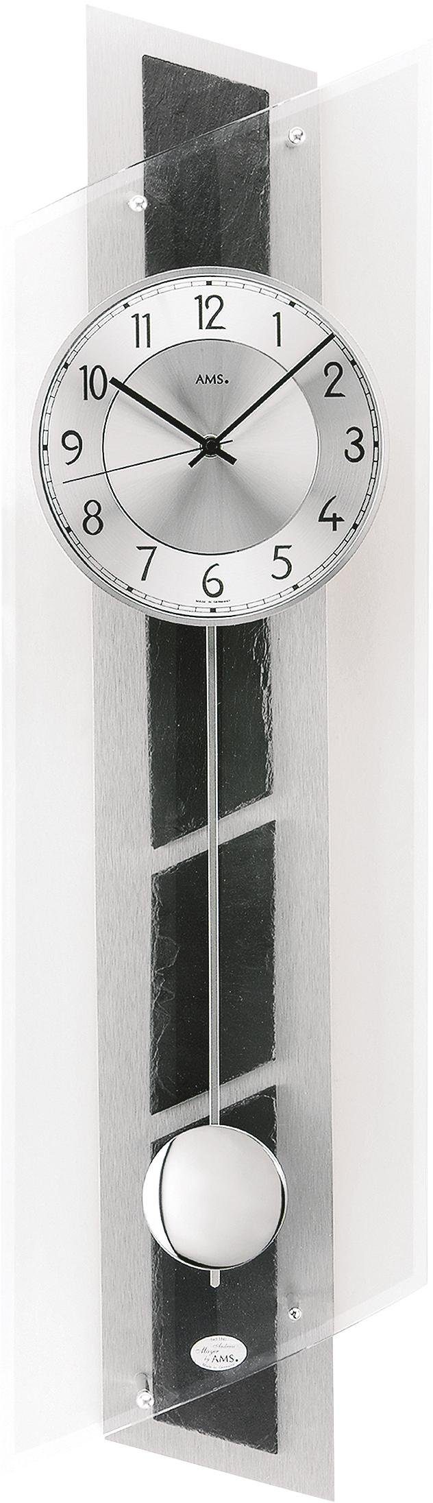 AMS Funk-Pendelwanduhr F5217 (Quarzuhr, Holz-/Metallgehäuse,Esszimmer,Wohnzimmer)
