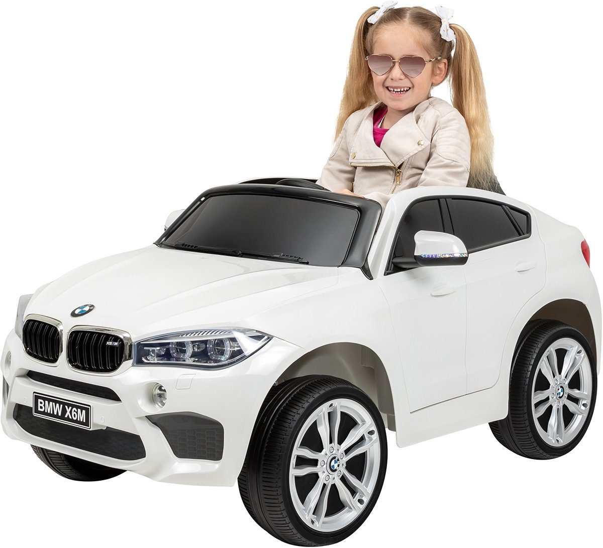 Kinderauto elektrisch 12V BMW X6 in weiß Kinderfahrzeug für draußen