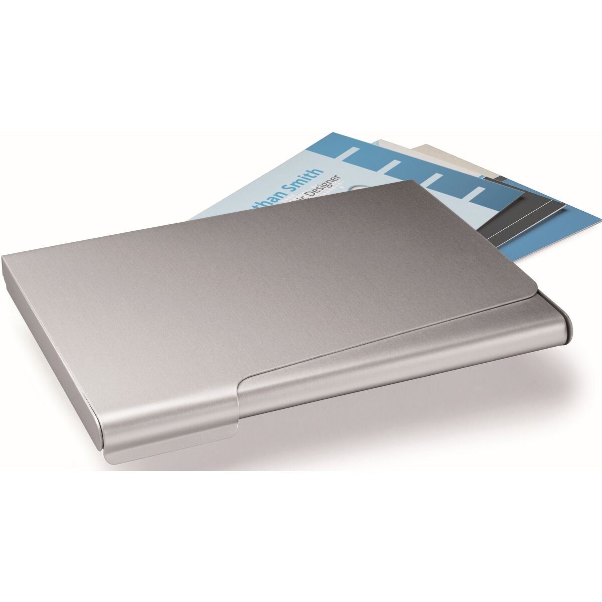 DURABLE Visitenkartenhülle Visitenkarten-Box für 20 Karten metallic silber