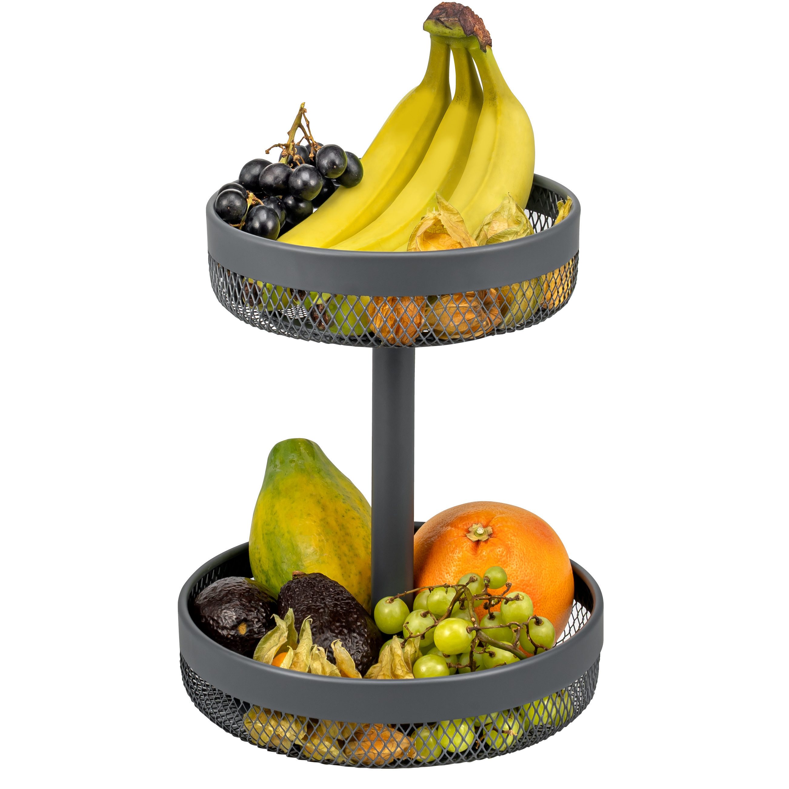 eluno Obstschale 2-stöckig, rund, Ø 20 cm und 25 cm, aus Metall, Metall, 2-stöckig