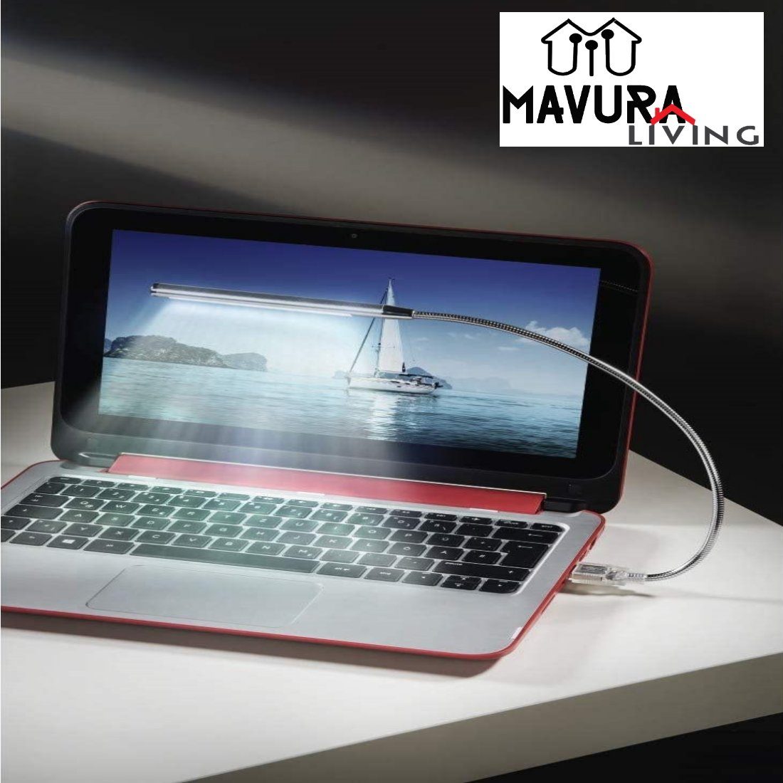 ultrahellen Laptop fest MAVURA Notebook Schwanenhalslampe Schwanenhals LED USB Tageslichtweiß, mit integriert, LED schwenkbar Lampe 5 LED Notebooklampe Leselampe Leuchte LED,