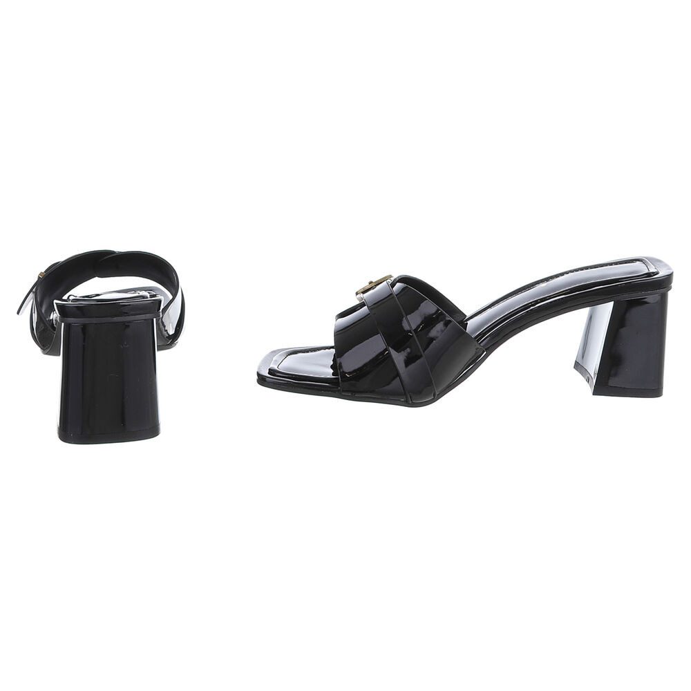 Ital-Design Damen Sandalette mit Blockabsatz und Schnalle Pantolette (92002604) Blockabsatz Pantoletten in Schwarz – Bild 5 von 5