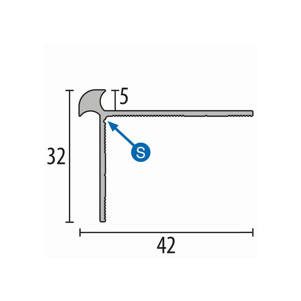Küberit Treppenkantenprofil 32 x 42 x 1000 mm Winkelprofil Edelstahl Gebohrt Aluminium