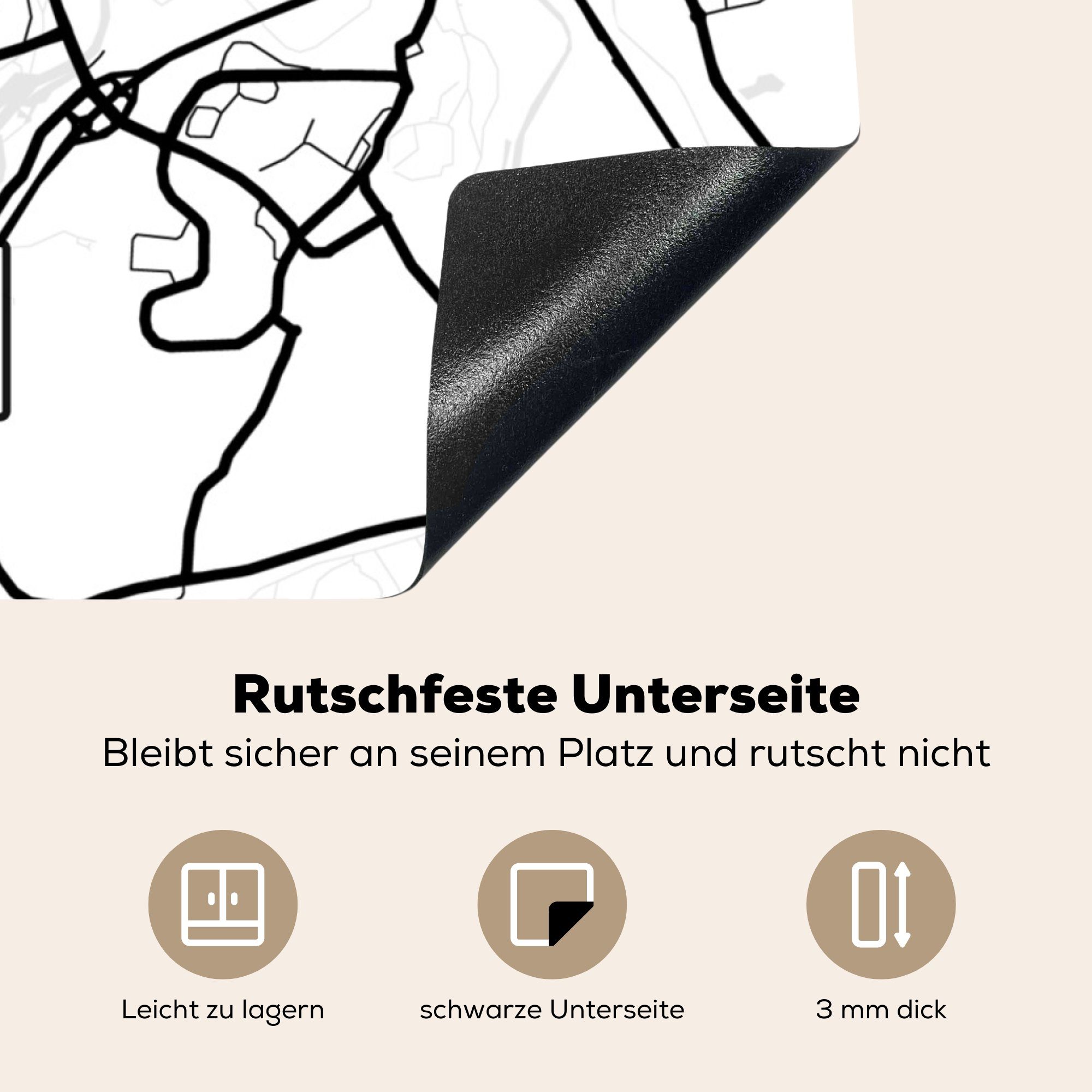 78x78 küche - Ceranfeldabdeckung, Arbeitsplatte Vinyl, (1 Ulm Stadtplan, MuchoWow cm, tlg), Karte - für Herdblende-/Abdeckplatte