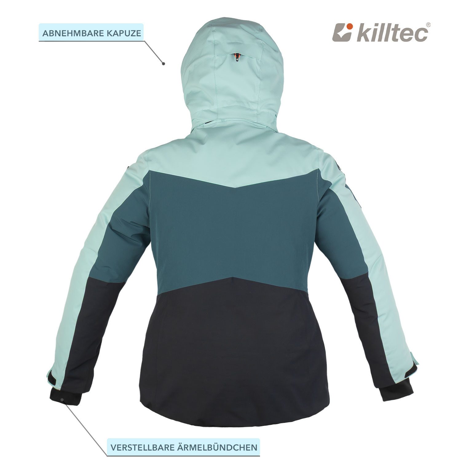 Killtec Skianzug Damen Skijacke petrol + Skihose schwarz, atmungsaktiver Stoff - mit Schneefang - wasserdicht - winddicht