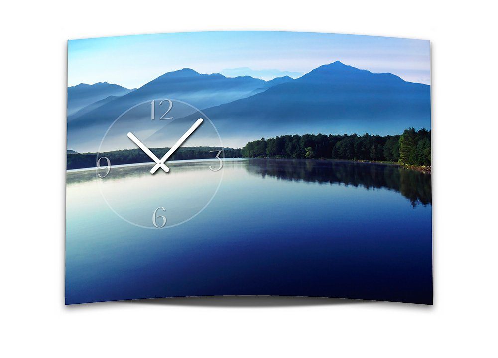 dixtime Wanduhr Wanduhr XXL 3D Optik Dixtime See Berge Wald 50x70 cm leises Uhrwerk (Einzigartige 3D-Optik aus 4mm Alu-Dibond)